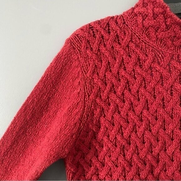 Ireland's Eye Wool Cashmere Cable Knit Sweater Red Size M/L - Picture 6 of 16